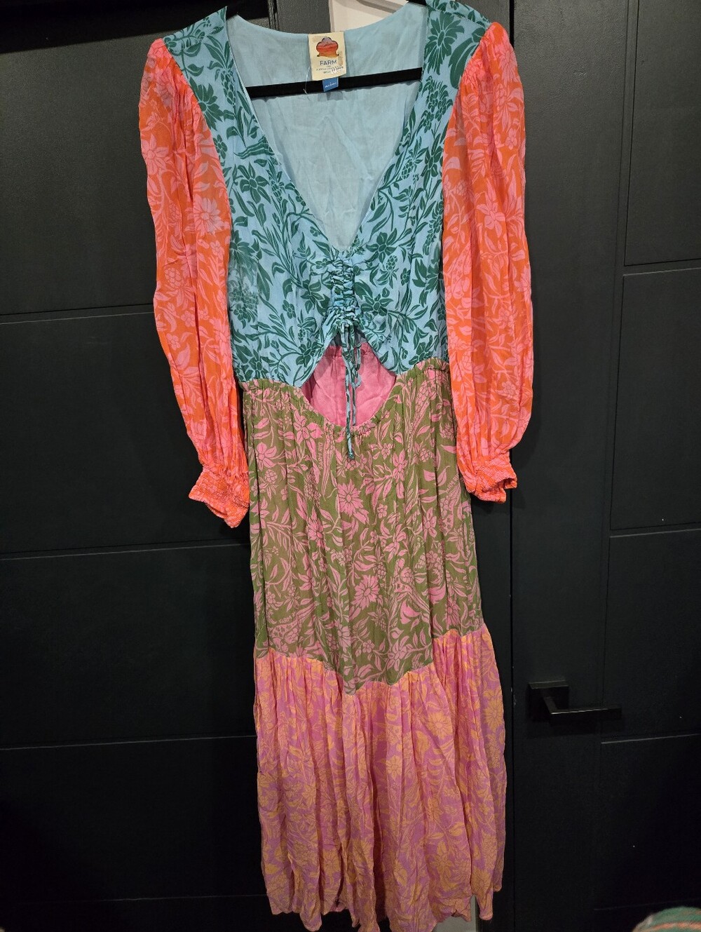 Farm Rio Mid Cut Out Tropical Maxi Dress Large Guc